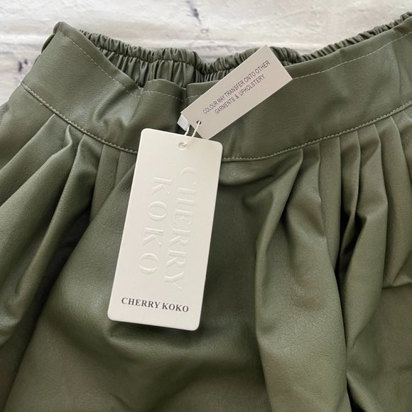 Cherry Koko Pleat Yourself Faux Leather Mini Skirt - Picture 8 of 9